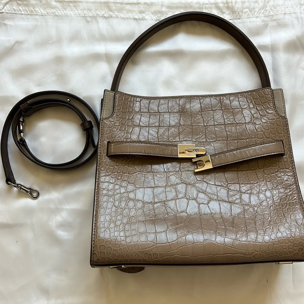Small Lee Radziwill Embossed Leather Double Bag
Brown Shale - Picture 1 of 12